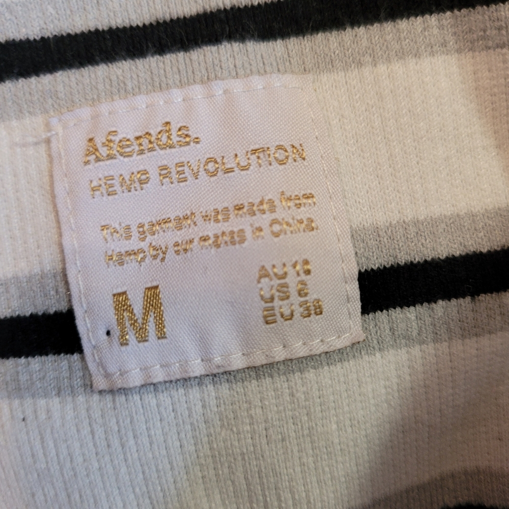 Afends Hemp Revolution Moby Hemp Striped Ladies High Neck Tank Shadow - M - Picture 5 of 8